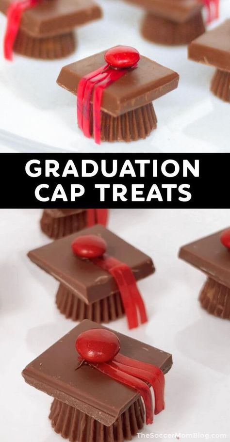 Graduation Cap Treats, Graduation Treats Ideas, Graduation Snack Ideas, Graduation Rice Krispie Treats, Graduation Snacks, Graduation Party Desserts, Graduation Treats, Graduation Food, Graduation Desserts