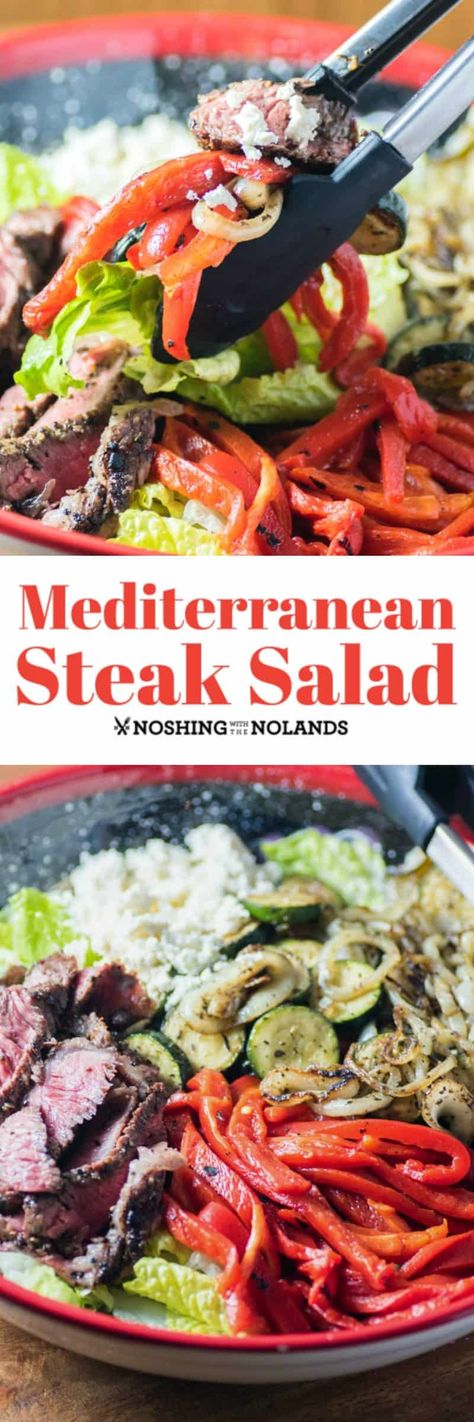 This Mediterranean Steak Salad is simple to pull together but is bursting with flavor! It also packs a punch of healthy ingredients into your diet! #steaksalad Mediterranean Steak, Easy Mediterranean Diet Recipes, Mediterranean Diet Plan, Low Carb Salad, Steak Salad, Best Salad Recipes, Healthy Ingredients, Healthy Benefits, Plan Ideas