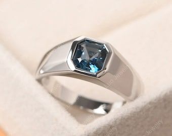 Engagement Ring Men Silver, Blue Stone Ring For Men, Men’s Engagement Rings Silver, Mens Ring Silver, Silver Rings Men, Pukhraj Ring, Mens Sapphire Ring, Rings With Stones, Stone Rings For Men