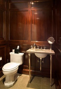 Toronto Restoration - traditional - Bathroom - Toronto - Heintzman Sanborn Architecture~Interior Design Panel Design Ideas, Wood Panel Bathroom, Bathroom Powder Room, Mahogany Paneling, Arbaaz Khan, Powder Room Design, Traditional Style Decor, Fitness Challenge, Wood Interiors