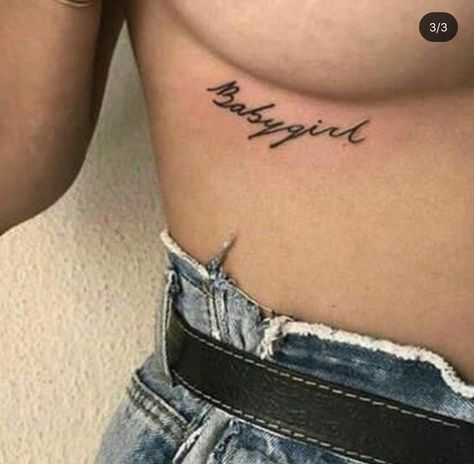 Underbum Tattoos Women, Underbutt Tattoo Girl, Name Under Breast Tattoo, Name On Buttcheek Tattoo, Name Tattoo Under Breast, Bad Girl Tattoo Ideas, Tattoos For Women Underboob, Dirty Tattoos For Women, Underboob Tattoos Words