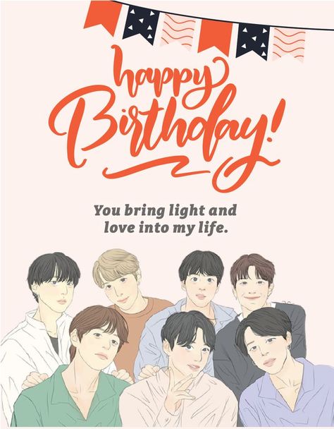 This is by far the best BTS birthday ecard. Why? Because all the members are portrayed very beautiful on the ecard. A true fan will appreciate this. So ahead, send it! Bts Birthday Wishes, Happy B Day Cards, Bday Greetings, Bts Birthday, Birthday Sayings, Birthday Ecard, Bts Happy Birthday, Birthday Wishes For Brother, Best Friend Challenges