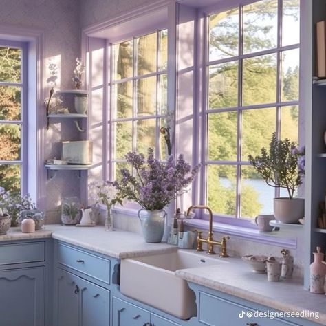 https://pin.it/2dnPimTTZ Wizard Librarian, Lavender Kitchen, Rooms Interior, Purple Kitchen, Decor Ideas Bedroom, House Vibes, Interior Decorator, House Bedroom, Purple Home