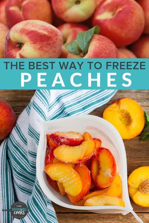 Learn all the tips and tricks for Freezing Peaches to stock your freezer with the star of summer fruit. Learning how to freeze peaches is a great way to preserve this delicious crop without needing any special equipment. Freezing fresh peaches is so easy and can be done without sugar, which makes them great to use for cobblers or smoothies. #freezingpeaches #freezingfruit #foodpreservation Storing Peaches, Freezing Peaches, Freezing Fruit, Freezing Vegetables, Banana Apple Smoothie, How To Peel Peaches, Canning Peaches, Lime Cake, Fruit Summer