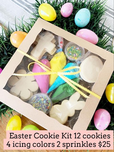 Easter Cookie Packaging, Cookie Kits Packaging, Easter Dessert Boxes, Easter Cookie Kits, Easter Cookie Kit, Valentine Cookie Kit, Cookie Kits, Cookie Decorating Kit, Egg Packaging