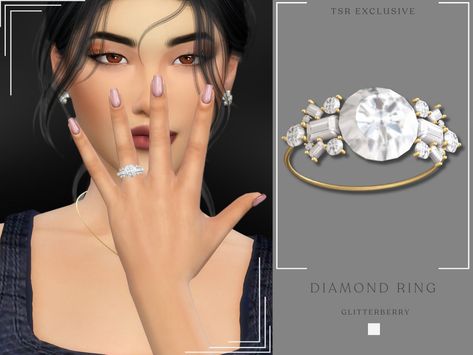 The Sims Resource - Diamond Ring Citrine Drop Earrings, Sims 4 Piercings, Oval Cut Diamond Rings, Play Sims 4, Emerald Earrings Drop, Pink Garnet, Butterfly Earrings Gold, Sims 4 Mm, Sims Hair