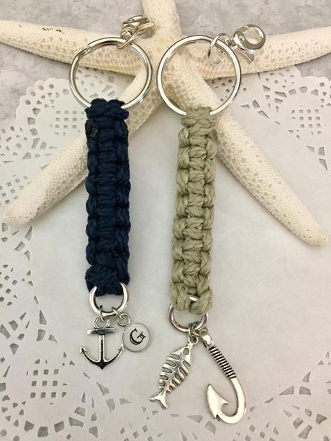 Diy Mens Keychain Ideas, Diy Keychains For Men, Handmade Keychains Diy Gift Ideas, Keychain With Beads, Boho Tassel Keychain, Fishing Keychain, Nautical Keychain, Rope Keychain, Hook Keychain