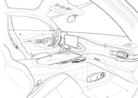 Car Interior Sketch, Car Interior Design Sketch, Training Room, Perspective Drawing Lessons, Car Interior Design, Interior Sketch, Car Design Sketch, Design Industrial, Form Design