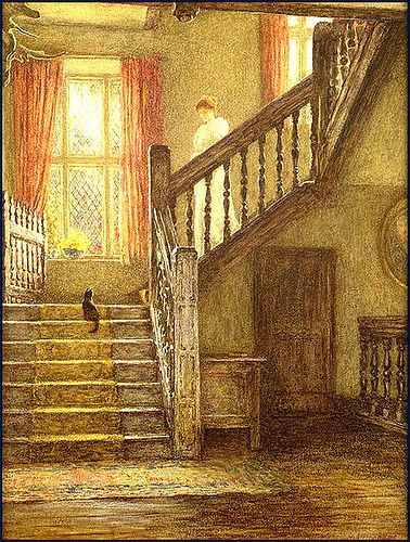 Allingham, Helene (English, 1848-1926) - The Staircase, Whittington Court - s.d. | Flickr - Photo Sharing! Staircase Frames, The Staircase, Mary Elizabeth, Interior Art, Victorian Era, A House, Cat Art, Beautiful Art, The Top