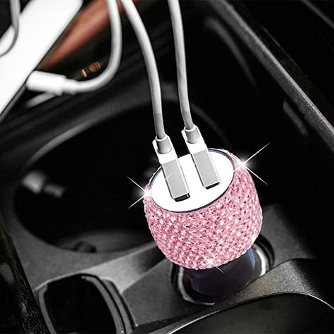 Luxury Goals, Black Charger, Bling Car Accessories, Bling Ideas, Girly Car Accessories, Girly Car, Car Decorations, Charging Car, Cute Car Accessories