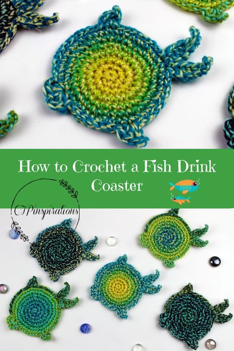 Fish Coasters, Crochet Pot Holders Free Pattern, Crochet Fish, Crochet Kitchen, Quilted Table Runners, Crochet Coasters, Crochet Home, Summer Crochet, How To Crochet