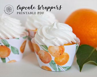 Twotti Fruitti, Cupcake Wrappers Printable, Party Fruit, Orange Cupcakes, Orange Baby Shower, Oranges Gift, Cupcake Wrapper, Fruit Party, Lemon Cupcakes