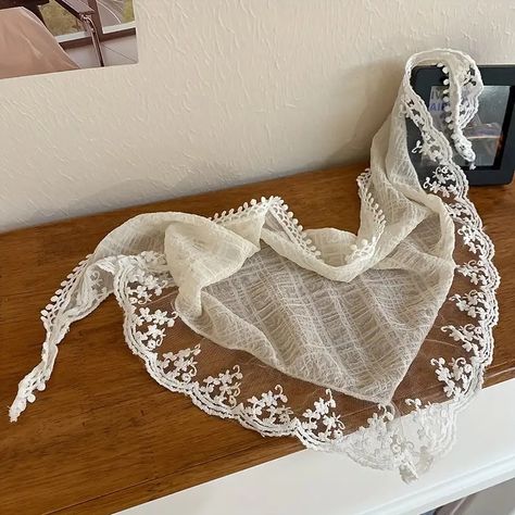 Vintage Bandanas Solid Color Scarf Lace Headband - Temu Beige Hair, Vintage Bandana, Pearl Decorations, Hair Band Accessories, Lace Vintage, Triangle Scarf, Lace Headbands, Lace Hair, Vintage Hair