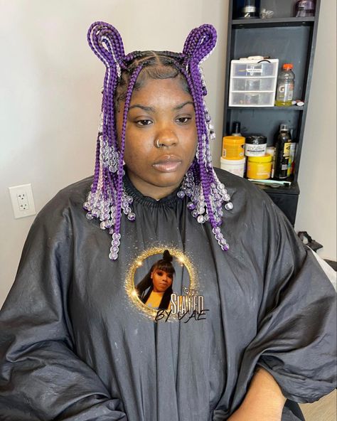 black girl hairstyles work hairstyles black woman protective hairstyles school hairstyles college hairstyles braided hairstyles protective hairstyles knotless braids purple beaded hairstyles Black And Purple Knotless Braids, Purple Knotless Braids, Purple Knotless, Beaded Hairstyles, Braids With Beads, Knotless Braids, Purple Shorts, Hair Beads, Hairstyles For School