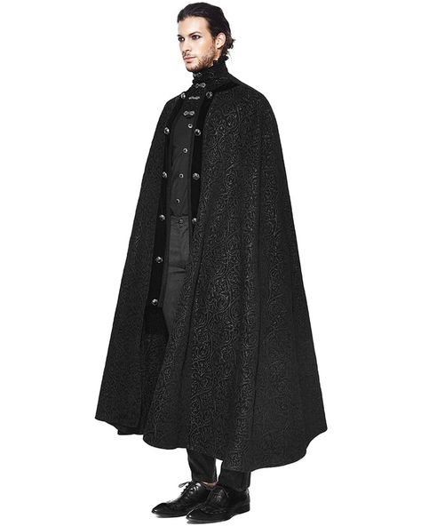 DEVIL FASHION HUNTINGDON MENS CLOAK Fantasy Victorian, Mens Cloak, Mens Cape, Gothic Coat, Dark Mysterious, Gothic Fiction, Men's Waistcoat, La Outfits, Gothic Clothing