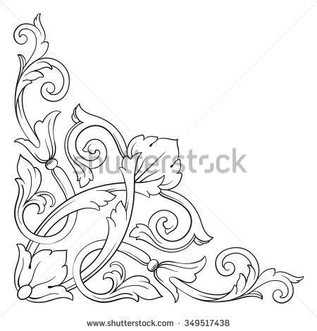 Scroll Ornament, Embroidery Lazy Daisy, Pooja Door, Baroque Frame, Daisy Stitch, Engraving Ideas, Baroque Frames, Leather Tooling Patterns, Ornament Drawing