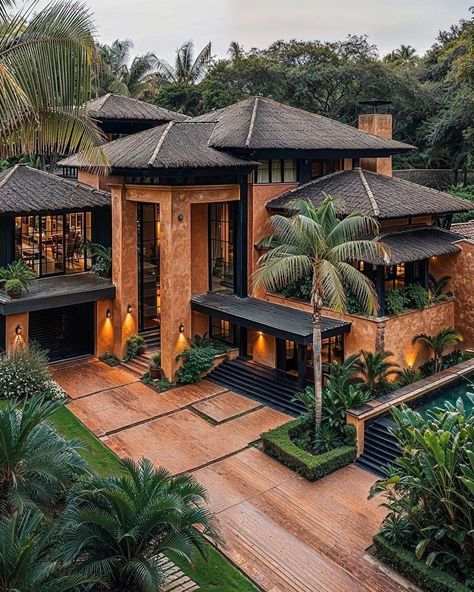 Modern Tropical House, Mansion Exterior, African House, House Plans Mansion, Video Reels, Modern Beach House, Modern Mansion, House Outside Design, Video Download