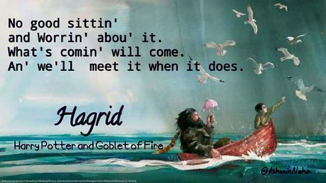 Hagrid. What's coming will come. We'll meet it when it does. What's Coming Will Come Hagrid, Hagrid Quotes, Hagrids Hut, Golden Trio, Goblet Of Fire, Fantastic Beasts And Where, Harry Potter Quotes, Harry Potter World, Fantastic Beasts