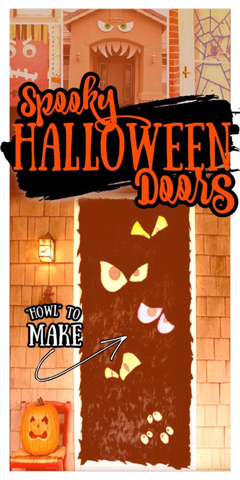 Cute Halloween Door Decorations, Monster Door Decoration, Spooky Door Decorations, Halloween Door Decorations Contest, Halloween Door Decoration Ideas, Easy Homemade Halloween Costumes, Halloween Doors, Halloween Door Decoration, Door Decoration Ideas