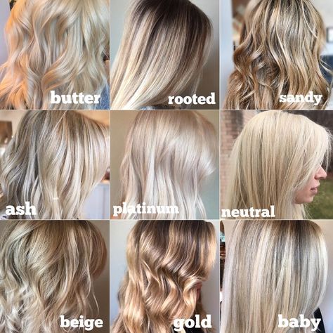 Blonding is becoming an increasingly popular service. Every blonde has a specific tone in mind. A specific maintenance schedule they can… Types Of Blonde, Types Of Blondes, Color Rubio, Neutral Blonde, Hair Color Chart, Blonde Hair Shades, Pinterest Hair, Blonde Hair Looks, Hair Shades