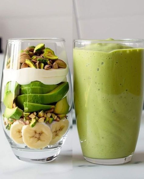 Pistachio Smoothie, Avocado Smoothie Recipe, Warm Soup Recipes, Resep Smoothie, Fruit Smoothie Recipes Healthy, Smoothie Recipes Healthy Breakfast, Easy Homemade Recipes, Healthy Drinks Recipes, Milk Honey