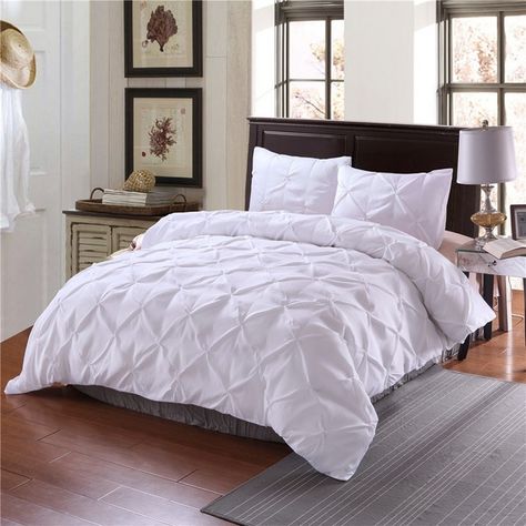 White Bed Comforters, Sleeping Ideas, Pintuck Comforter, Luxury Duvet Cover, Queen Size Comforter Sets, Modern Bed Set, Bedroom Revamp, King Bedding, Luxury Duvet Covers