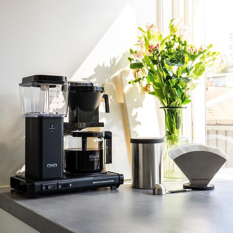 We love our Moccamaster and anytime we have friends or family ask, we always recommend! Super stylish and incredibly well made coffee maker. A bit pricey but worrh every penny! Breakfast At Home, Bespoke Post, Glass Carafe, Espresso Machines, Coffee Makers, Water Spray, Favorite Kitchen, Large Appliances, Heating Element