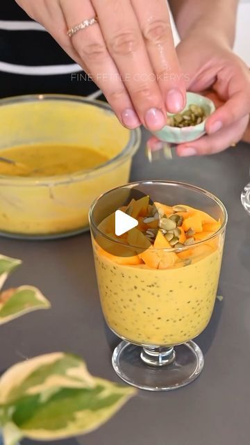 Nitya Hegde on Instagram: "Coconut Mango Chia Pudding 🥭🥭  Made with seasonal fresh mangoes and creamy coconut milk, this refreshing treat celebrates the best of summer produce, enhancing the tropical experience.  Ingredients:(serves 4) 1 mango 1 cup coconut milk 2 tbsp chia seeds  1-2 tbsp honey/ maple syrup  1 tbsp pumpkin seeds 1 mango (chunks) 4 soaked cashews   Method:  In a blender add mango, coconut milk, cashew, make a fine puree. Add to chia seed, honey and mix well. Rest 6-7hrs in refrigerator. Garnish with mango chunks and chopped nuts or seeds Serve chilled   #mango #chiapudding #coconut" Coconut Chia Seed, Mango Chia Pudding, Mango Pudding, Vegetarian Desserts, Summer Produce, Mango Chunks, Mango Coconut, Chia Pudding, Healthy Vegetarian