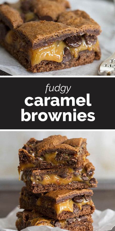 A simple classic, these Caramel Brownies are a gooey, delicious way to make brownies from a cake mix. They only take a few ingredients and everyone loves them! Caramel Walnut Brownies, Brownie Types, Desserts Bars, Gooey Desserts, German Chocolate Cake Mix, Gcse Photography, Special Dishes, Gooey Brownies, Sweet Temptation