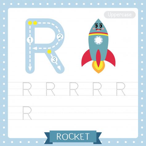 Premium Vector | Letter r uppercase tracing practice worksheet. rocket Ambulance Cartoon, Dots Game, Tracing Practice, Rockets For Kids, Abc Alphabet, Alphabet Tracing, Learn English Vocabulary, Arctic Animals, Animal Alphabet