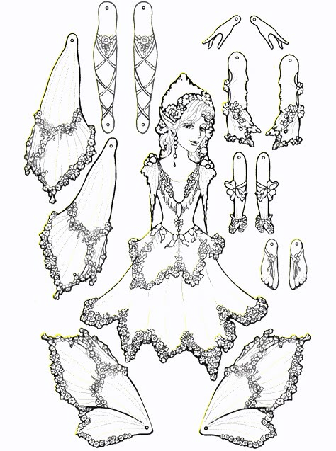 Stary Papier, Paper Puppets, Paper Doll Template, Fairy Coloring Pages, Paper Toy, Fairy Coloring, Vintage Paper Dolls, Fairy Dolls, Paper Toys