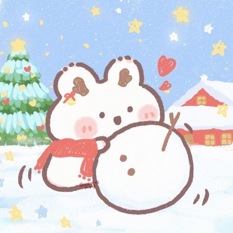 Cute Christmas Matching Pfp, Christmas Profile Pictures, Chibi Couple, Cute Banners, Cute Themes, Bunny And Bear, Avatar Couple, Kawaii Doodles, Christmas Couple