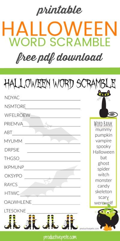 This printable Halloween Word Scramble for Kids is full of spooky words for kids to have fun unscrambling. Great pdf worksheet for in the classroom, during Halloween Parties, or for learning at home! #halloween #printable #worksheet #teaching #kidsactivities Halloween Activities In The Classroom, Halloween Academic Activities, Halloween Spelling Activities, Homeschool Halloween Activities, Halloween Homeschool Activities, Halloween Crafts For Kids Elementary, Halloween Word Games, Homeschool Halloween, Halloween Word Scramble