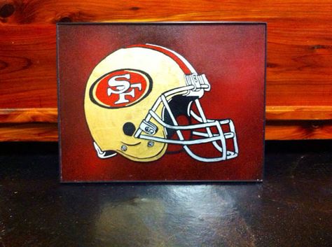 #nfl #football #49ers #sanfran #sanfrancisco #calilove Custom 49ers painting  by Tweanty8 on Etsy, $40.00 49ers Fan Art, 49ers Stencil, 49er Paintings, 49ers Door Sign, 49ers Artwork, San Fran, Diy Painting, Unique Jewelry, Handmade Gifts