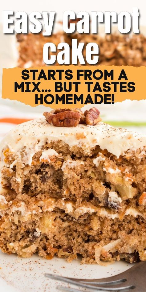 Box Carrot Cake Recipe, Cake Mix Carrot Cake Recipe, Best Carrot Cake Ever, Easy Carrot Cake Recipe, Carrot Cake Recipe Homemade, Carrot Cake Bars, Carrot Cake Recipe Easy, Boxed Cake Mixes Recipes, Cake Mix Desserts