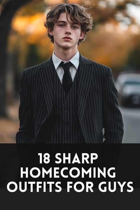 Get ready for the big night with stylish homecoming outfits for guys in high school. Stand out in your men's homecoming outfit with trendy styles and classic looks that will have you looking sharp all night long. Find the perfect ensemble to match your personal style and make a statement on the dance floor. From dapper suits to casual yet polished attire, these ideas take the stress out of choosing what to wear on this special occasion. Boys Homecoming Outfits 2024, High School Homecoming Guys Outfits, Homecoming Attire Guys High School, Teen Boy Homecoming Outfit, Mens Hoco Outfit, Homecoming Looks For Guys, Homecoming Boys Outfits High School, Prom Attire For Guys, Hoco Fits For Guys