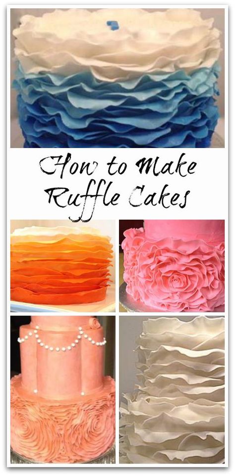 How to make Ruffle Cakes Ruffle Icing Techniques, Cupcakes Decoration Wedding, Cake Ruffles Tutorial, Ruffle Frosting Technique, How To Ruffle Cake Buttercream, How To Make Ruffles On A Cake, How To Do Ruffles On A Cake, Cake Ruffles, Ruffle Cake Tutorial