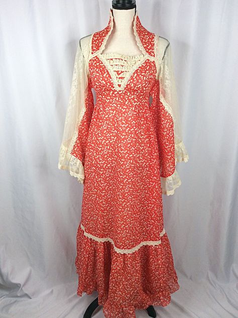 Jessica Mcclintock Dress, Gunne Sax Dress, Victorian Lace, Jessica Mcclintock, Gunne Sax, Prairie Dress, Lace Sleeves, Vintage 1970s, Cottage Core