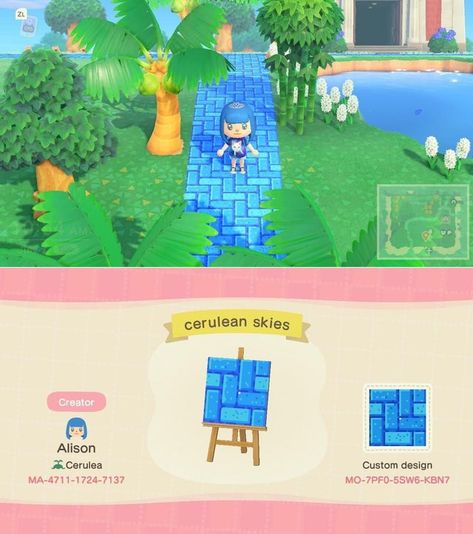 Cerulean Skies - a recolor of apelistar's brick path - ACQR Blue Path Animal Crossing, Animal Crossing Blue Path, Acnh Blue Path Codes, Acnh Blue Path, Animal Crossing Online, Acnh Path, Acnh Paths, 2d Character Animation, Brick Path