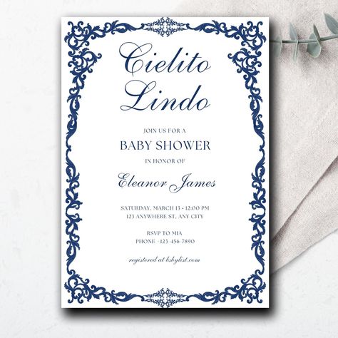 Mexican Talavera Baby Shower Blue Cielito Lindo Invite Template Mexican Themed BabyShower Unique Cielito Lindo Boy babyshower Invitation 009 Baby Shower Blue, Classic Invitation, Baby Shower Inspiration, Baby Shower Invitation Template, Mexican Talavera, Canva App, Shower Inspiration, Blue Baby Shower, Invite Template