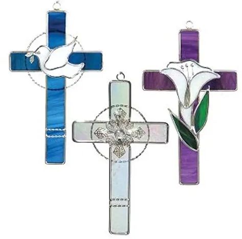 Stained Glass Cross, Three Crosses, Delphi Glass, Stained Glass Supplies, Glass Cross, Treasure Gift, Making Stained Glass, Stained Glass Suncatchers, Stained Glass Diy