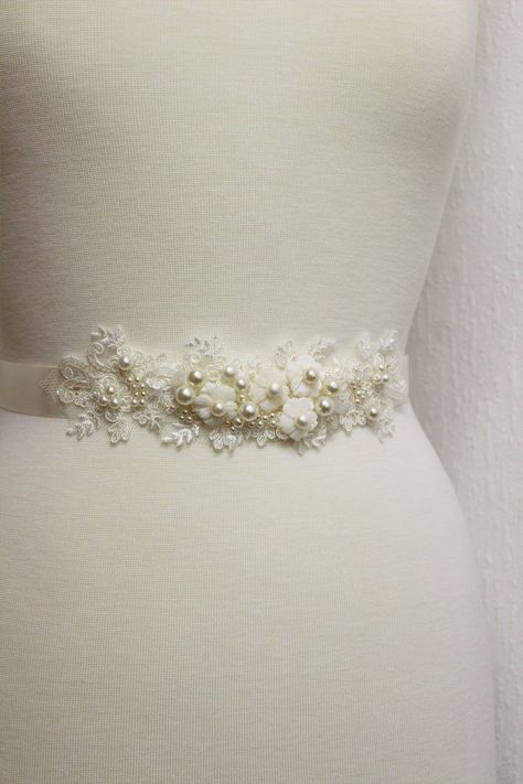 Wedding Dress Belts And Sashes, Pearl Wedding Dress Belt, Lace Belt, Pearl Wedding Dress, Bridal Sash Belt, Wedding Dress Sash, Wedding Dress Belt, Wedding Sash Belt, Ivory Flower