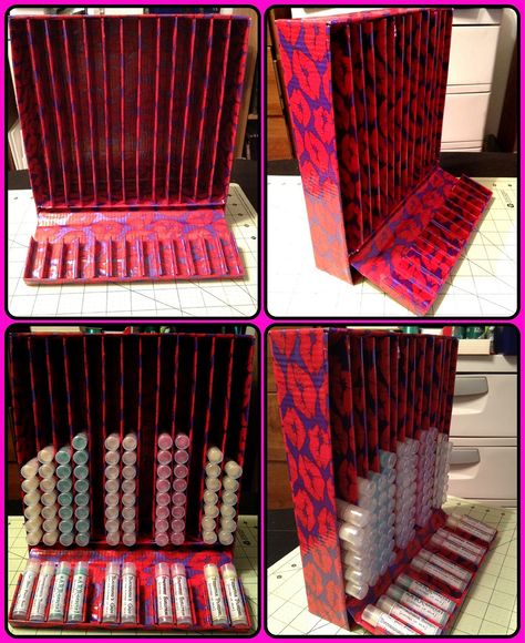 Lip balm display stand | Jennifer Patt | Flickr Lip Balm Display, Soap Display, Makeup Display, Diy Tumblr, Makeup Organization Diy, Diy Lip Gloss, Homemade Lip Balm, Makeup Organizers, Diy Display