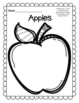 Apple Descriptions Write Simple Sentences, Homeschooling Lessons, Apple Week, Bubble Map, Preschool Apple Theme, Apple Kindergarten, Apple Picture, Christian Preschool, Apple Preschool