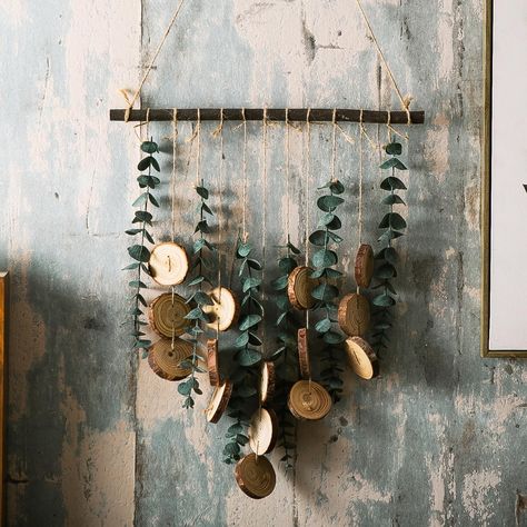 PRICES MAY VARY. Elegant Simple Boho Wall Decor - Our hanging eucalyptus wall decor stands out with its unique design, featuring wood beads to create a natural, earthy, and peaceful bohemian vibe. The design adds a touch of rustic elegance to any room, making it a standout piece in your home or office decor. Premium Quality and Detailed Measurements - The artificial eucalyptus greenery hanging wall decor features a natural solid wood rod with a length of 15.74 to 16.5 inches and a diameter of 0. Half Basket Wall Decor, Nature Chic Decor, Dried Eucalyptus Wall Hanging, Witchy Cottagecore Home Decor, Driftwood Hanging Decor, Italy Inspired Home Decor, Boho Store Decor, Woodsy Wall Decor, Moss Green Decor