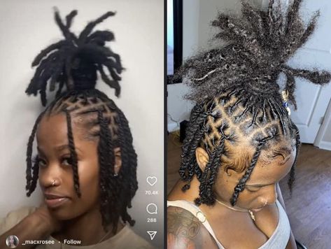 Pin by Celestial Sunshine on Locs | Short locs hairstyles, Dreadlocks hair care, Locs hairstyles Half Up Half Down 2 Strand Twist Locs, Different Styles For Locs, Loc Styles Medium Half Up Half Down, Dreads Styles For Women Half Up Half Down, Palm Tree Dreads Hairstyle, Loc Hairstyles For Birthday, Short Retwist Styles, Medium Dreads Black Women Loc Hairstyles, Dread Retwist Styles Women