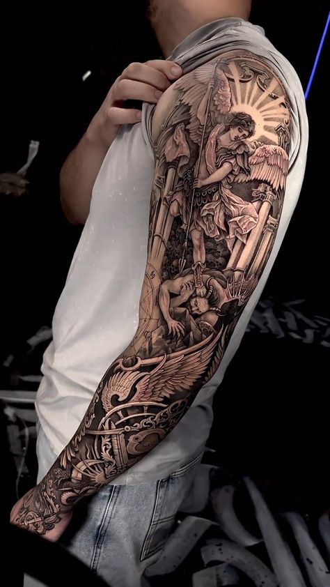 •FENRĮR vs JØRMÂNGANDR• Sleeve in progress after 2session. Not finished yet. Thank you Felix! Done at… | Instagram Oubaitori Tattoo, Men’s Sleeve Tattoo, Men Tattoo Sleeve, Mens Tattoo Sleeve, Celeb Tattoos, Men Sleeve Tattoo, Half Sleeve Men, Mens Full Sleeve Tattoo, Men With Tattoos