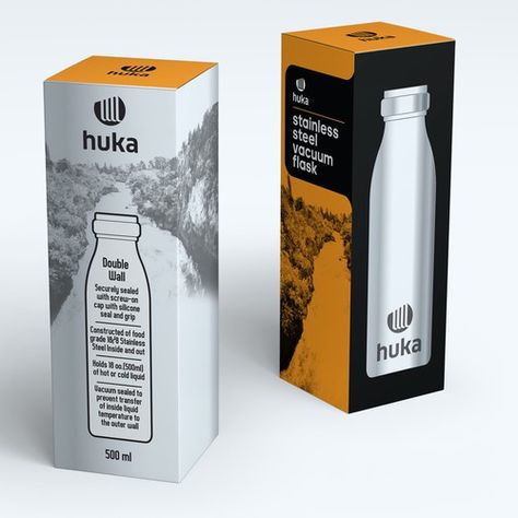 Impressive design for Stainless Steel Vakuum Flask Product packaging contest design#product#packaging#sunderkoetter Flask Box, Flask Bottle, Thermos Flask, Vacuum Bottle, Metal Bottles, Box Packaging Design, Bottle Packaging, Vacuum Flask, Abstract Photos