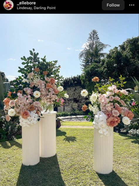 Wedding Columns, Wedding Pillars, Wedding Alters, Altar Arrangement, Beautiful Weekend, Scotland Wedding, Wedding Altars, Flower Installation, Wedding Entrance