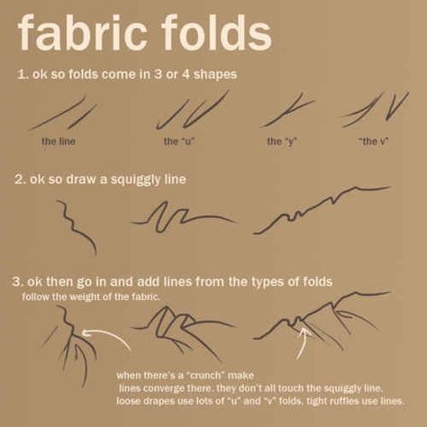 Folds in fabric. Draw Fabric, Fabric Folds, Siluete Umane, Poses References, Ink Drawings, Art Instructions, Drawing Clothes, Drawing Lessons, Drawing Tutorials